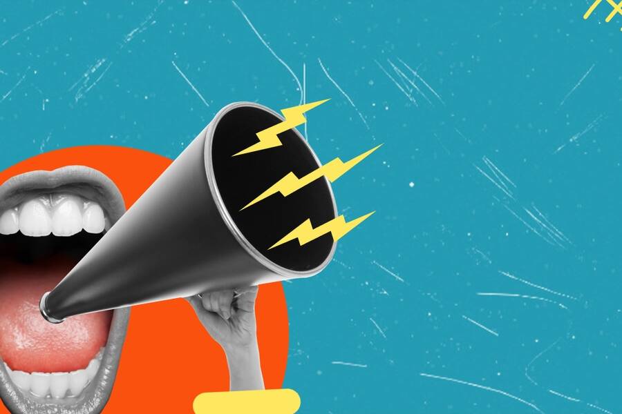 a,screaming,mouth,in,a,megaphone,on,a,blue,background
