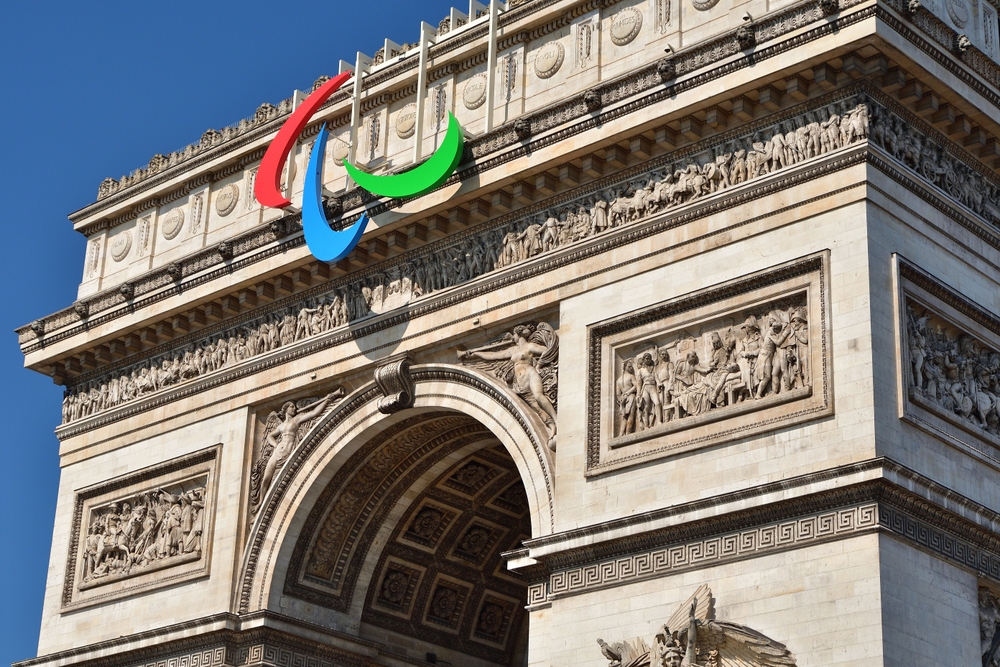 paris,,france.,the,paralympic,symbol,was,installed,on,the,arc