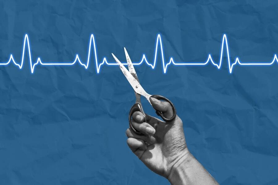 ending,life,concept,collage,art.,hand,with,scissors,cutting,an