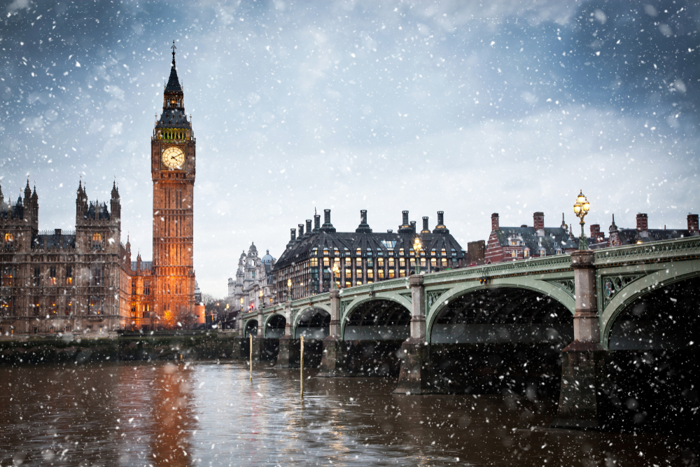 snowing,in,london,,uk, ,winter,in,the,city