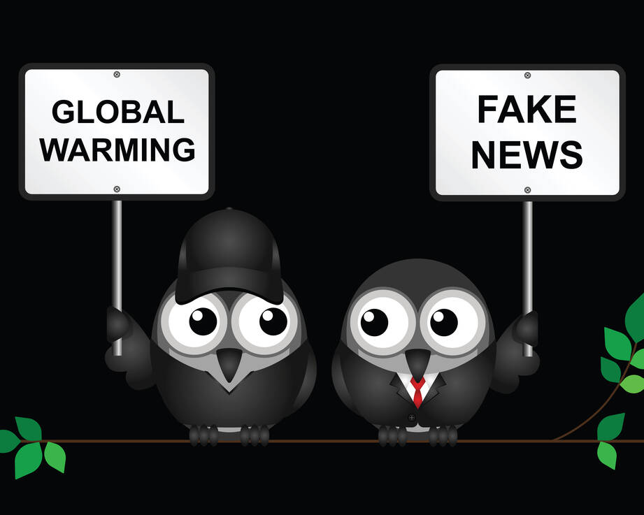 protestor,demonstrating,against,global,warming,and,a,fake,news,denialist