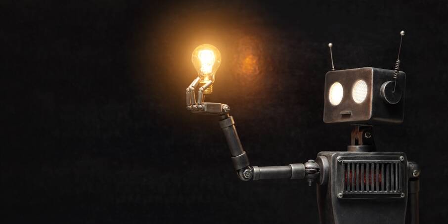 humanoid,robot,with,a,paw,in,his,hand,on,a