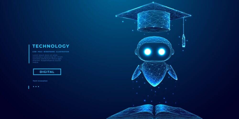 abstract,hologram,of,ai,robot,in,graduation,cap,fly,over