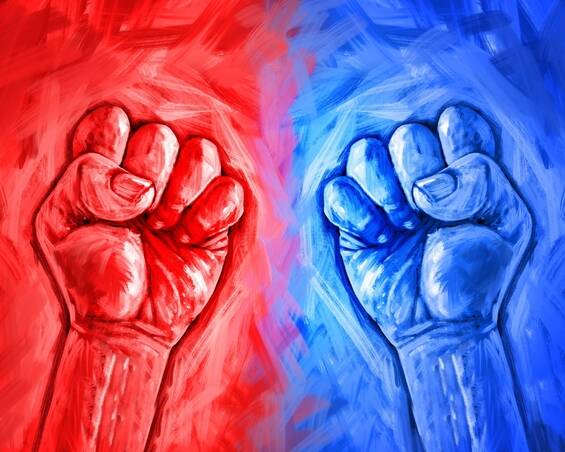 politics,concept,and,election,campaign,fight,as,right,and,left