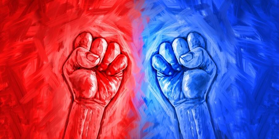 politics,concept,and,election,campaign,fight,as,right,and,left